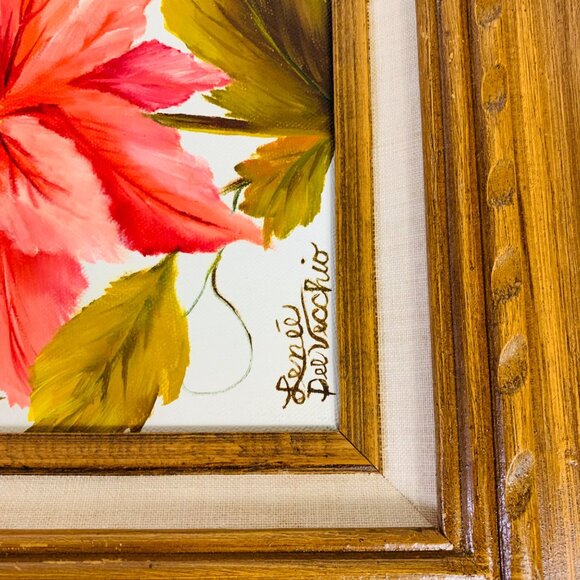 Timeless Hollywood Regency Original Floral Oil Painting Wall Art Wood Frame VTG - Picture 3 of 8